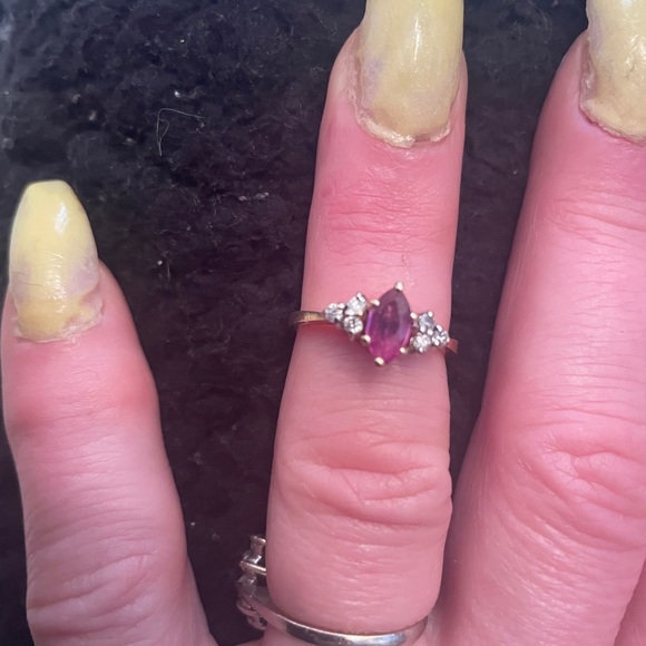 Marquis Ruby Flanked by diamonds ring - Picture 10 of 15